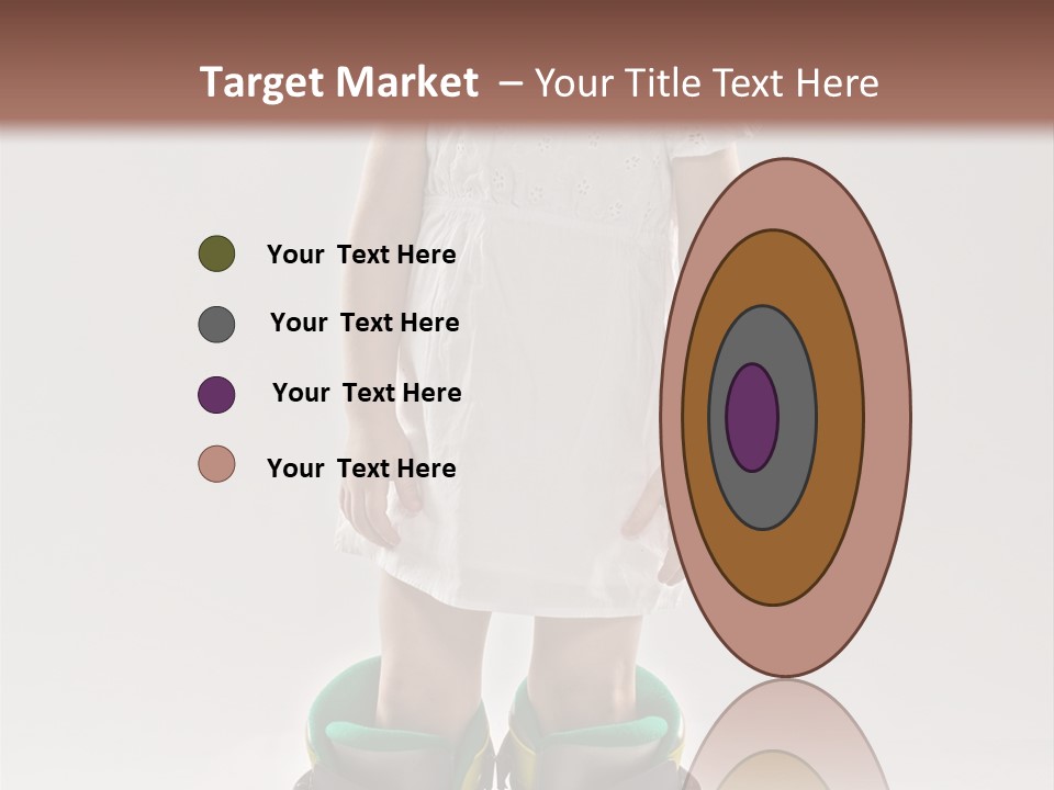 Funny Little Girl In Big Mountain Ski Boots And Short White Dress Stands On White Background PowerPoint Template