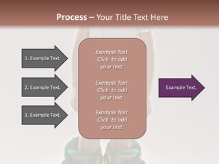 Funny Little Girl In Big Mountain Ski Boots And Short White Dress Stands On White Background PowerPoint Template