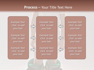 Funny Little Girl In Big Mountain Ski Boots And Short White Dress Stands On White Background PowerPoint Template