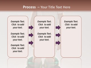 Funny Little Girl In Big Mountain Ski Boots And Short White Dress Stands On White Background PowerPoint Template