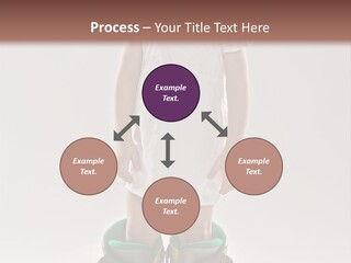 Funny Little Girl In Big Mountain Ski Boots And Short White Dress Stands On White Background PowerPoint Template