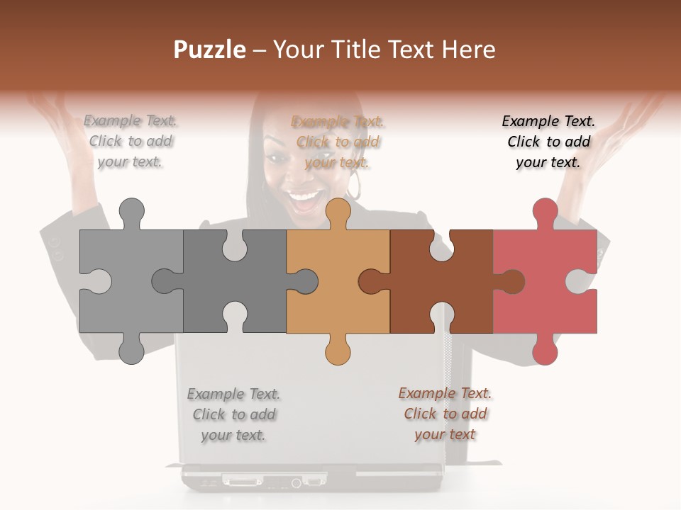 Business Woman Having Success Online On Her Laptop - Isolated Over A White Background PowerPoint Template