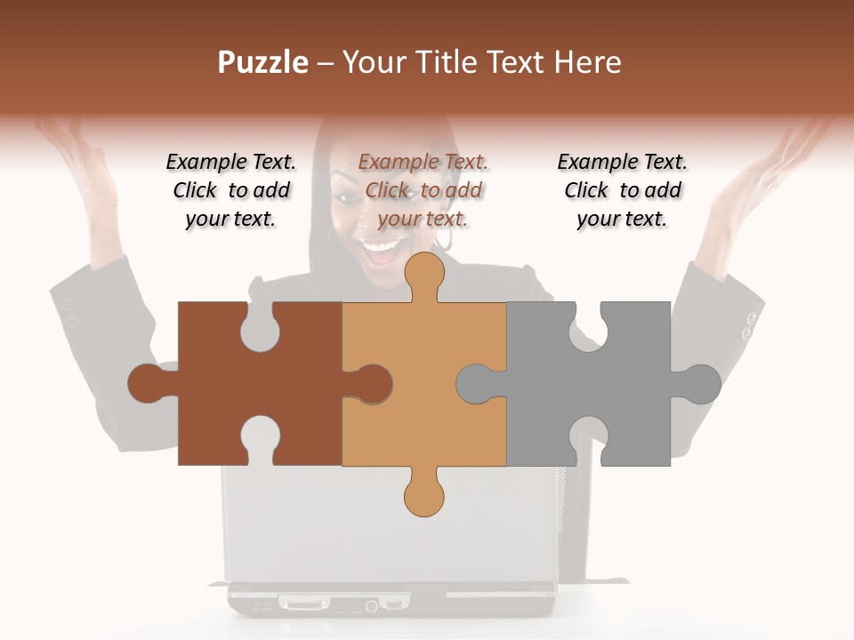 Business Woman Having Success Online On Her Laptop - Isolated Over A White Background PowerPoint Template