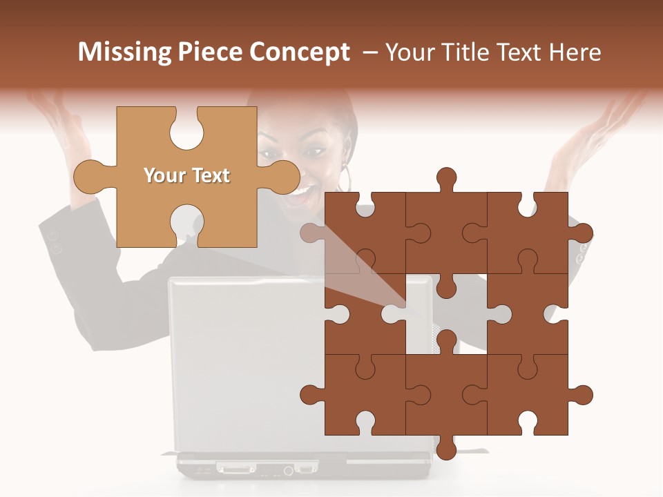 Business Woman Having Success Online On Her Laptop - Isolated Over A White Background PowerPoint Template