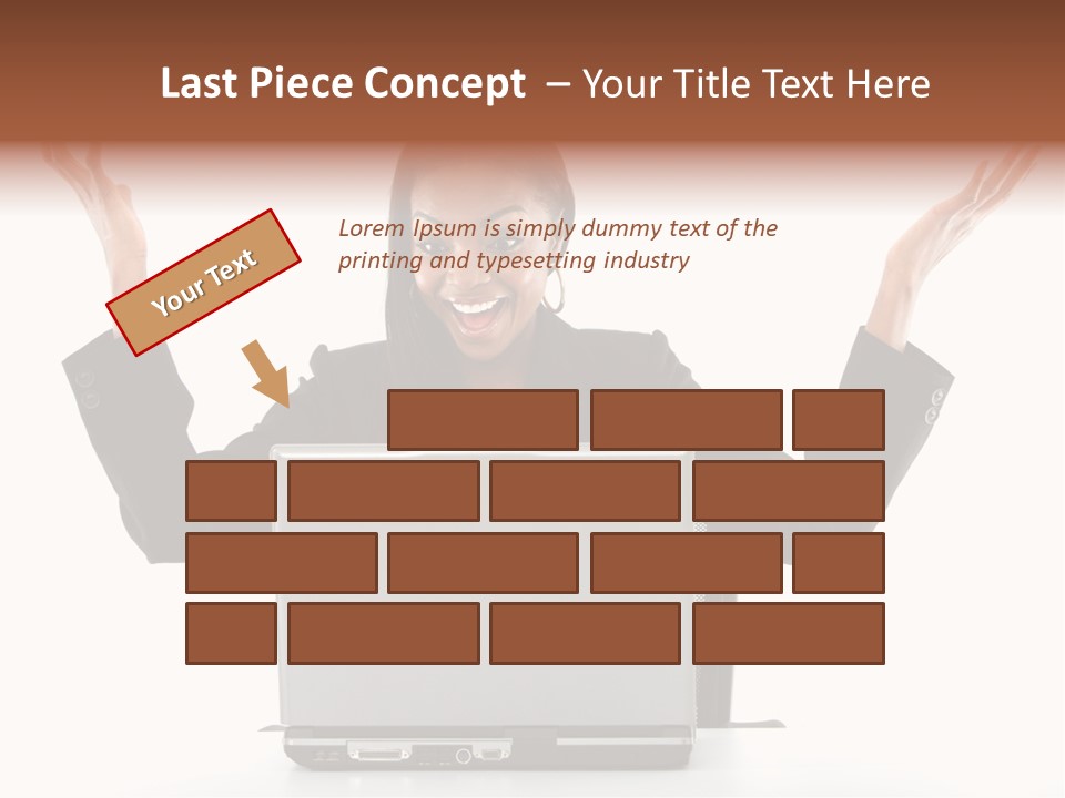 Business Woman Having Success Online On Her Laptop - Isolated Over A White Background PowerPoint Template