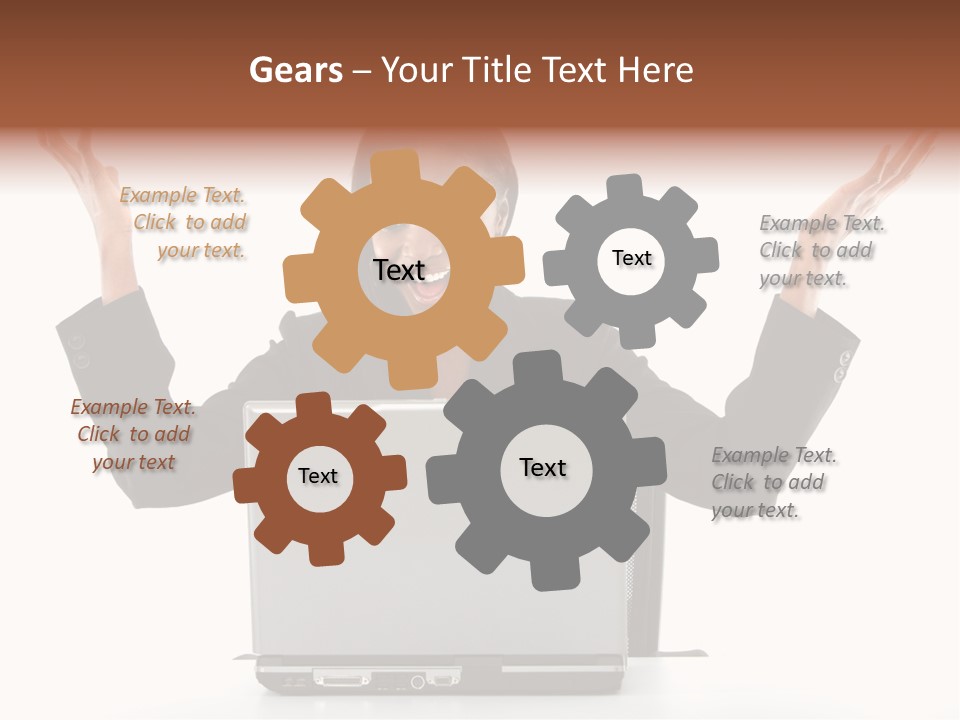 Business Woman Having Success Online On Her Laptop - Isolated Over A White Background PowerPoint Template