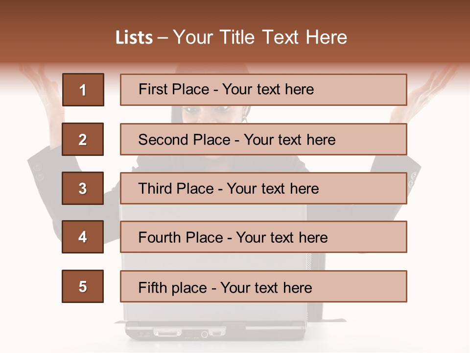 Business Woman Having Success Online On Her Laptop - Isolated Over A White Background PowerPoint Template