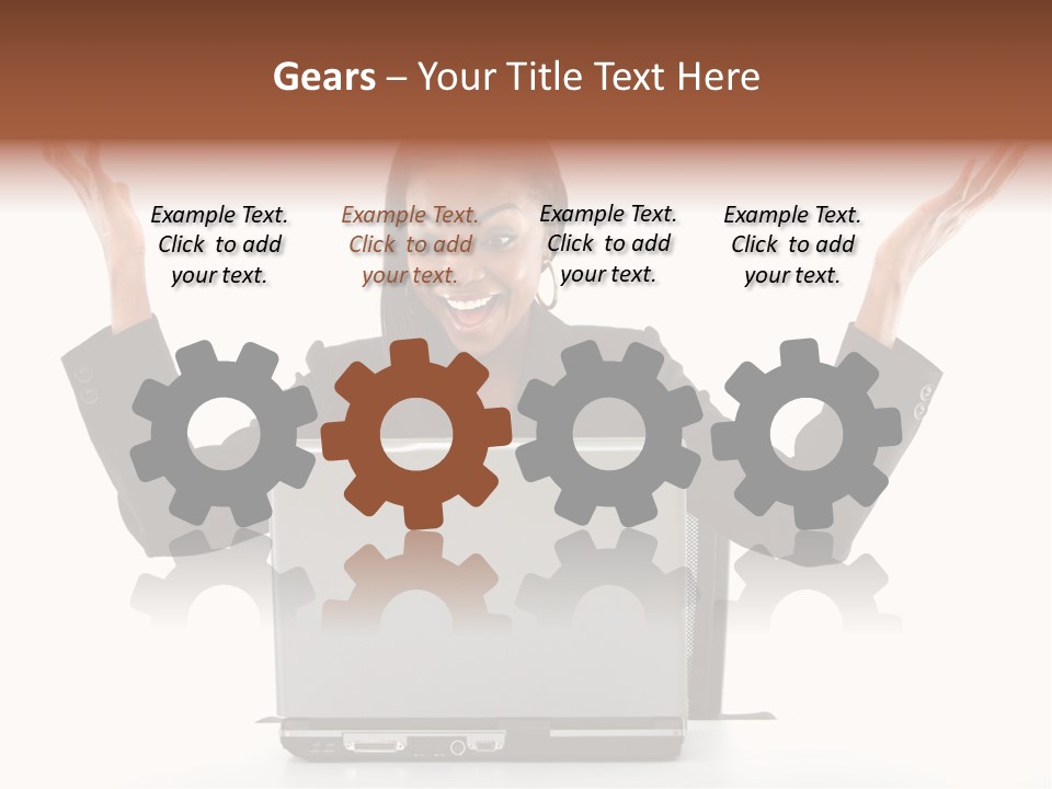 Business Woman Having Success Online On Her Laptop - Isolated Over A White Background PowerPoint Template