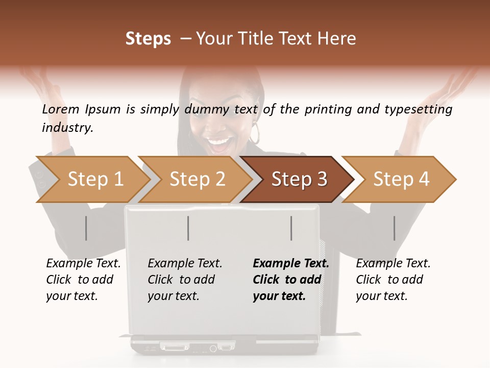 Business Woman Having Success Online On Her Laptop - Isolated Over A White Background PowerPoint Template