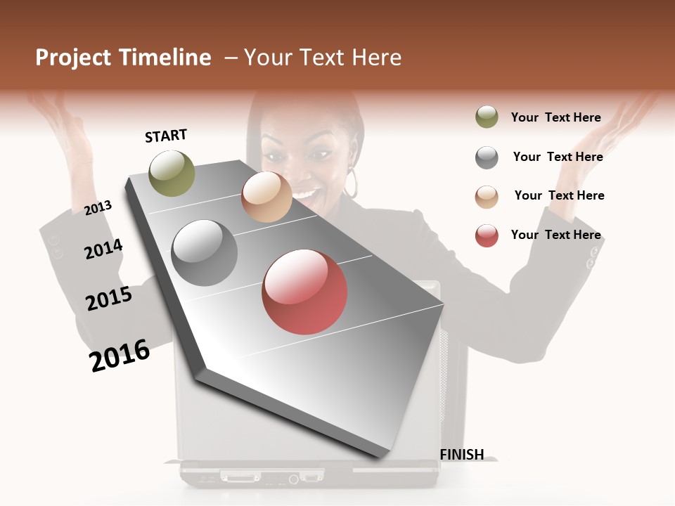 Business Woman Having Success Online On Her Laptop - Isolated Over A White Background PowerPoint Template