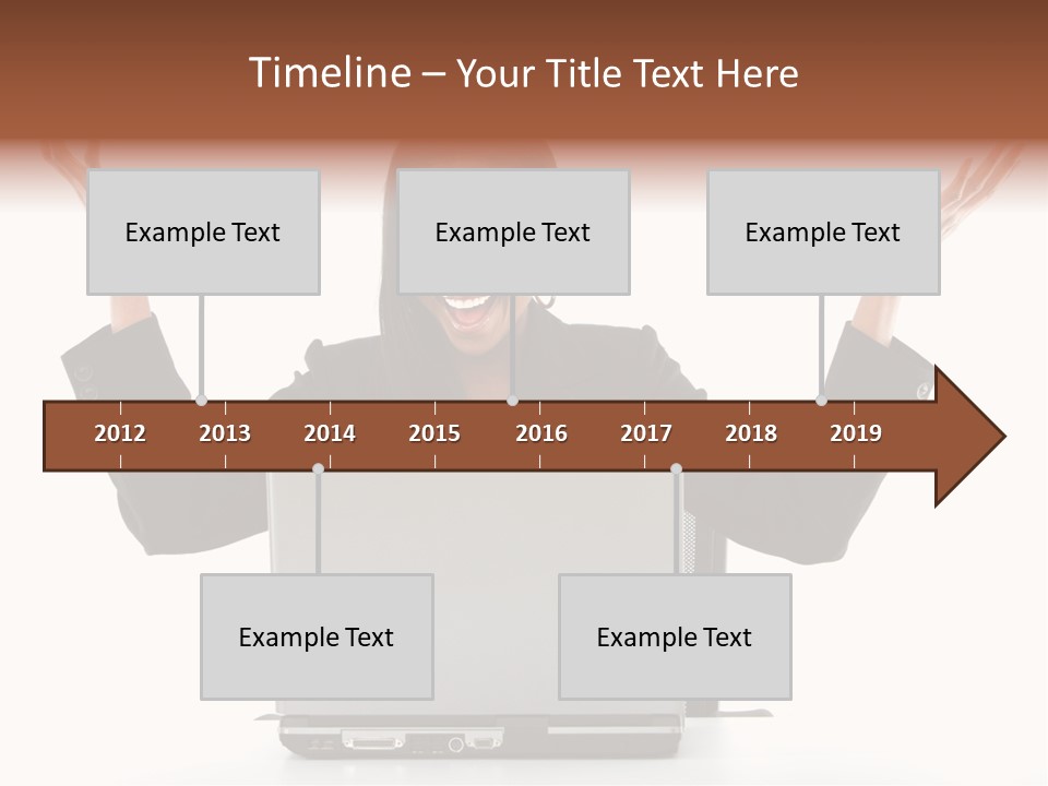 Business Woman Having Success Online On Her Laptop - Isolated Over A White Background PowerPoint Template