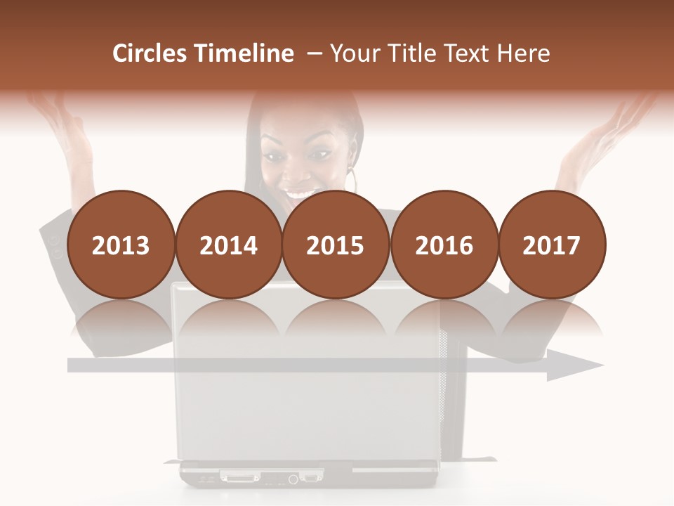 Business Woman Having Success Online On Her Laptop - Isolated Over A White Background PowerPoint Template