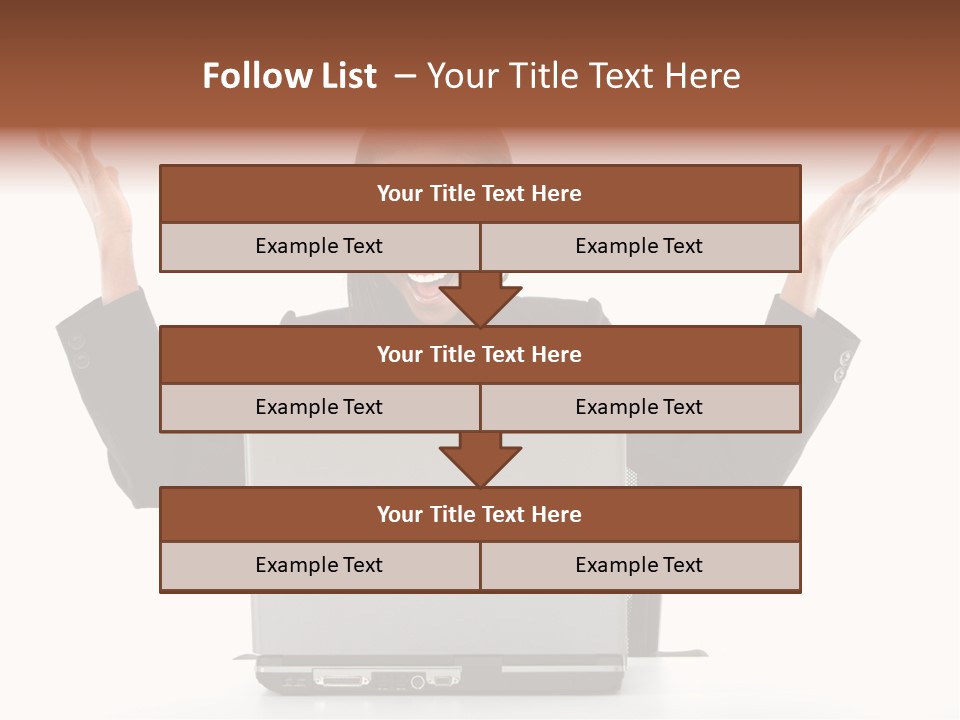 Business Woman Having Success Online On Her Laptop - Isolated Over A White Background PowerPoint Template