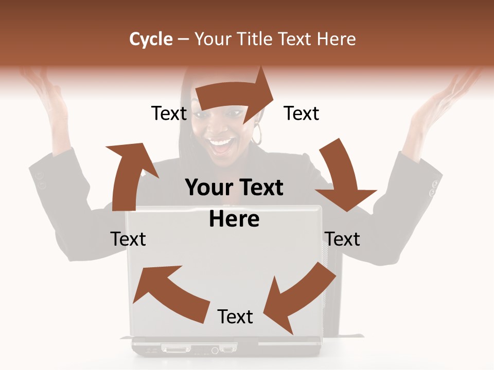 Business Woman Having Success Online On Her Laptop - Isolated Over A White Background PowerPoint Template