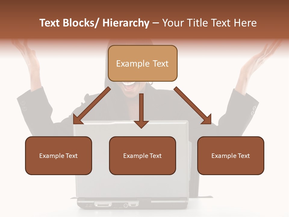 Business Woman Having Success Online On Her Laptop - Isolated Over A White Background PowerPoint Template