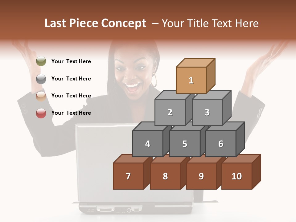 Business Woman Having Success Online On Her Laptop - Isolated Over A White Background PowerPoint Template