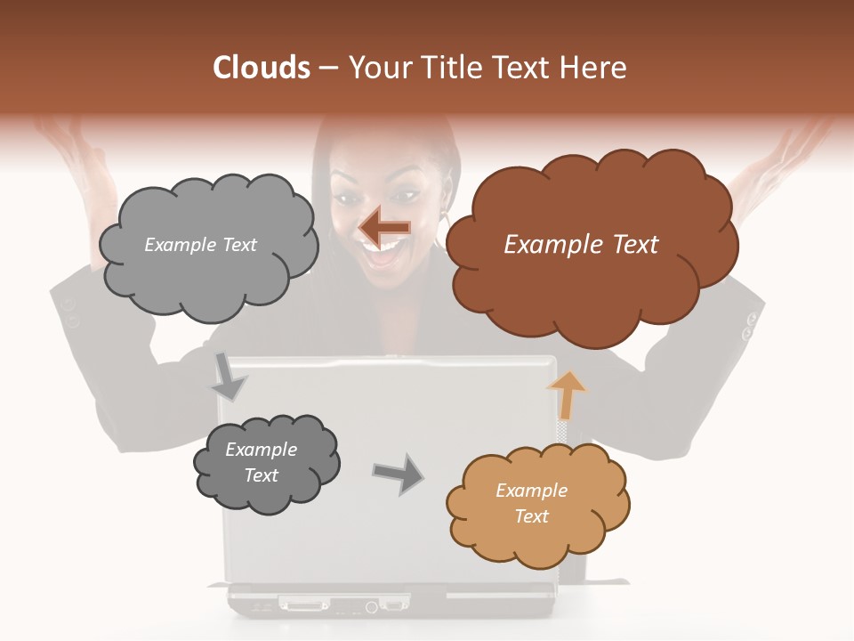 Business Woman Having Success Online On Her Laptop - Isolated Over A White Background PowerPoint Template