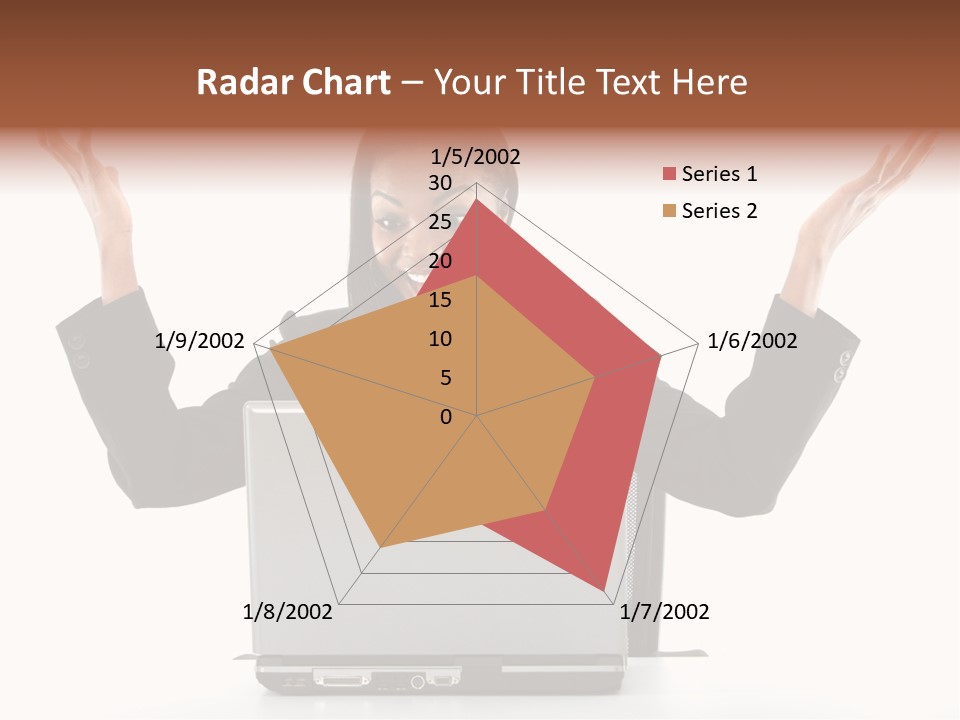 Business Woman Having Success Online On Her Laptop - Isolated Over A White Background PowerPoint Template