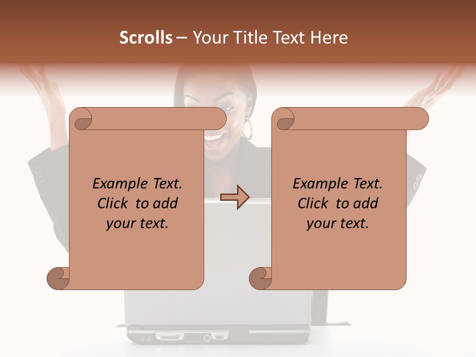 Business Woman Having Success Online On Her Laptop - Isolated Over A White Background PowerPoint Template