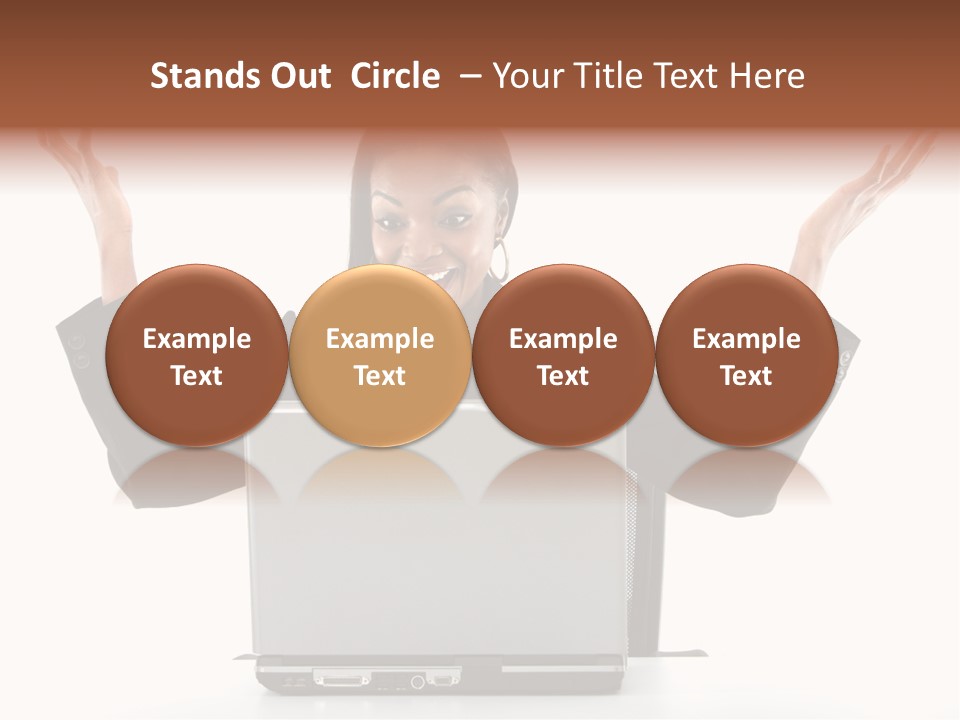 Business Woman Having Success Online On Her Laptop - Isolated Over A White Background PowerPoint Template