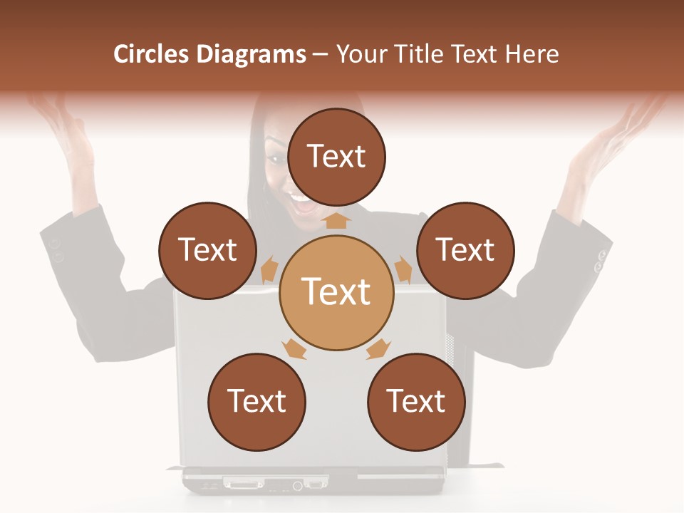 Business Woman Having Success Online On Her Laptop - Isolated Over A White Background PowerPoint Template