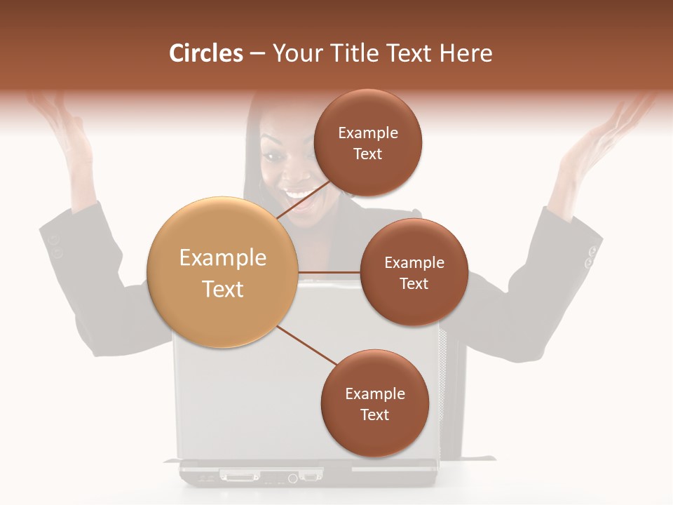 Business Woman Having Success Online On Her Laptop - Isolated Over A White Background PowerPoint Template