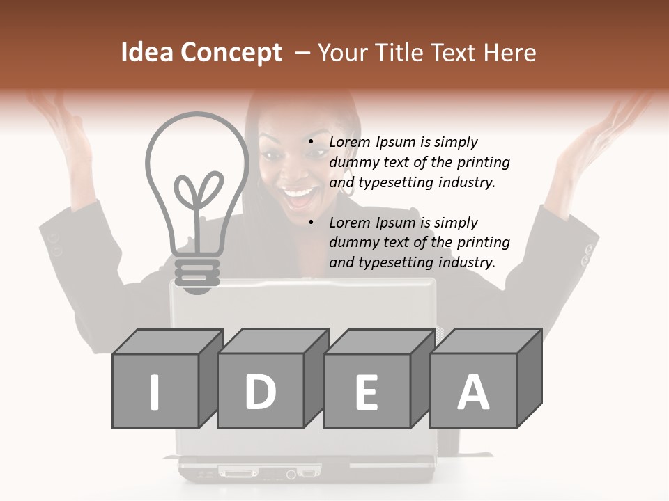 Business Woman Having Success Online On Her Laptop - Isolated Over A White Background PowerPoint Template