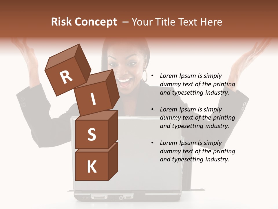 Business Woman Having Success Online On Her Laptop - Isolated Over A White Background PowerPoint Template