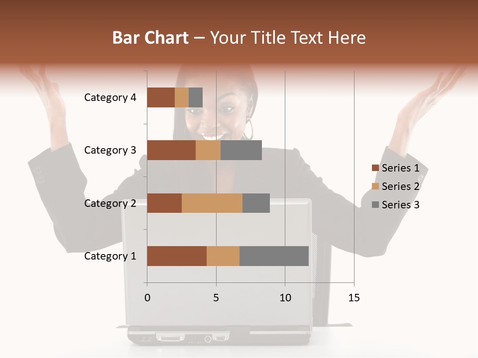 Business Woman Having Success Online On Her Laptop - Isolated Over A White Background PowerPoint Template