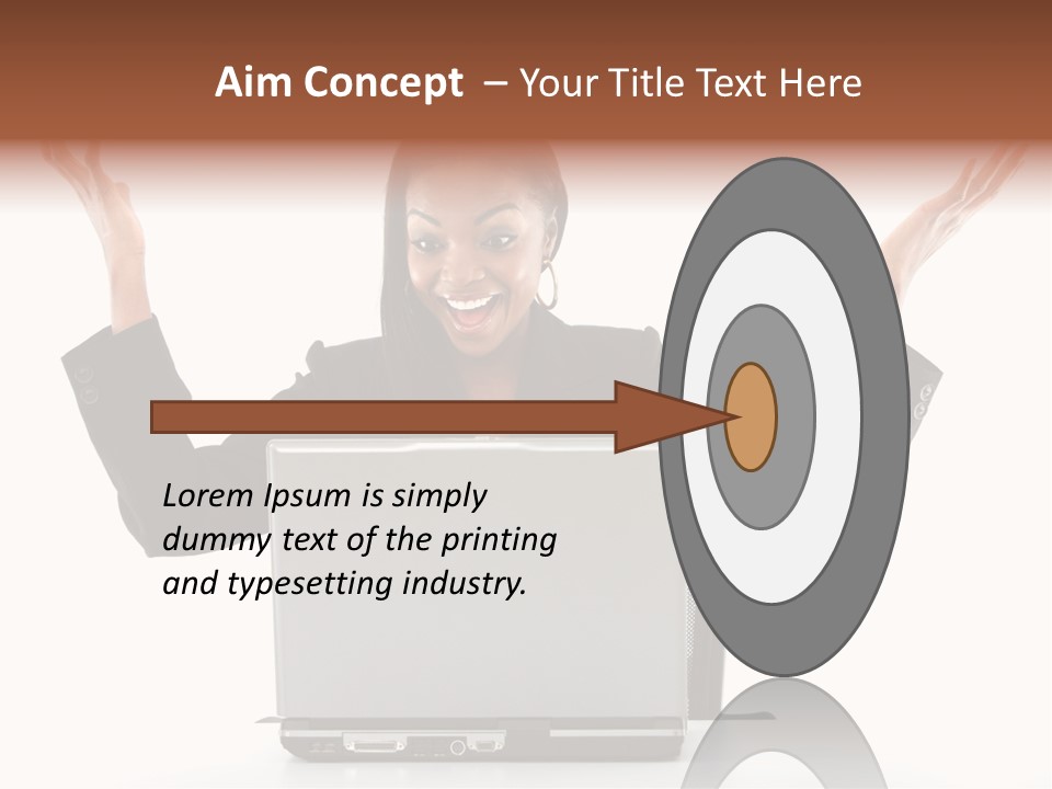 Business Woman Having Success Online On Her Laptop - Isolated Over A White Background PowerPoint Template