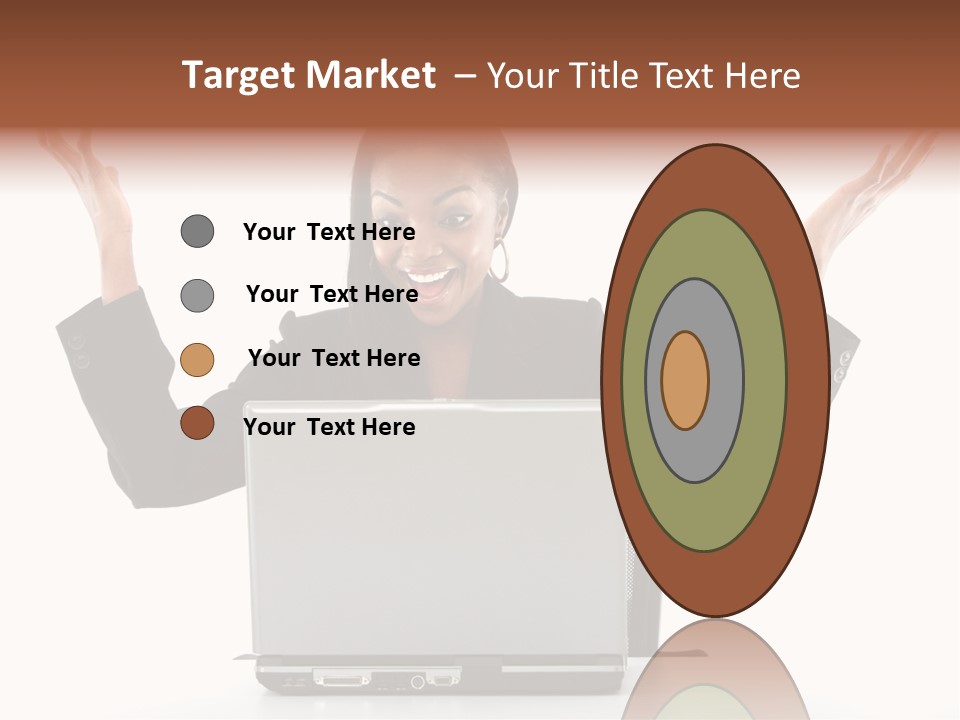 Business Woman Having Success Online On Her Laptop - Isolated Over A White Background PowerPoint Template