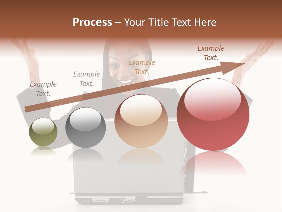 Business Woman Having Success Online On Her Laptop - Isolated Over A White Background PowerPoint Template