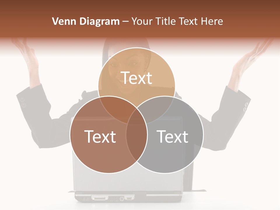 Business Woman Having Success Online On Her Laptop - Isolated Over A White Background PowerPoint Template