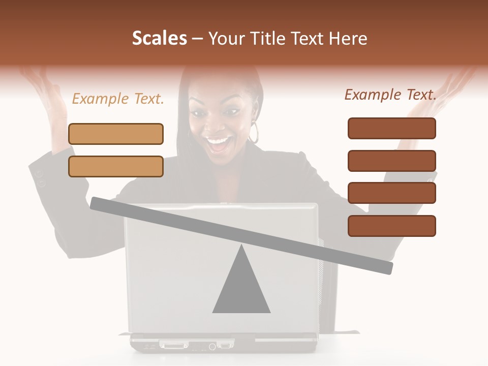 Business Woman Having Success Online On Her Laptop - Isolated Over A White Background PowerPoint Template