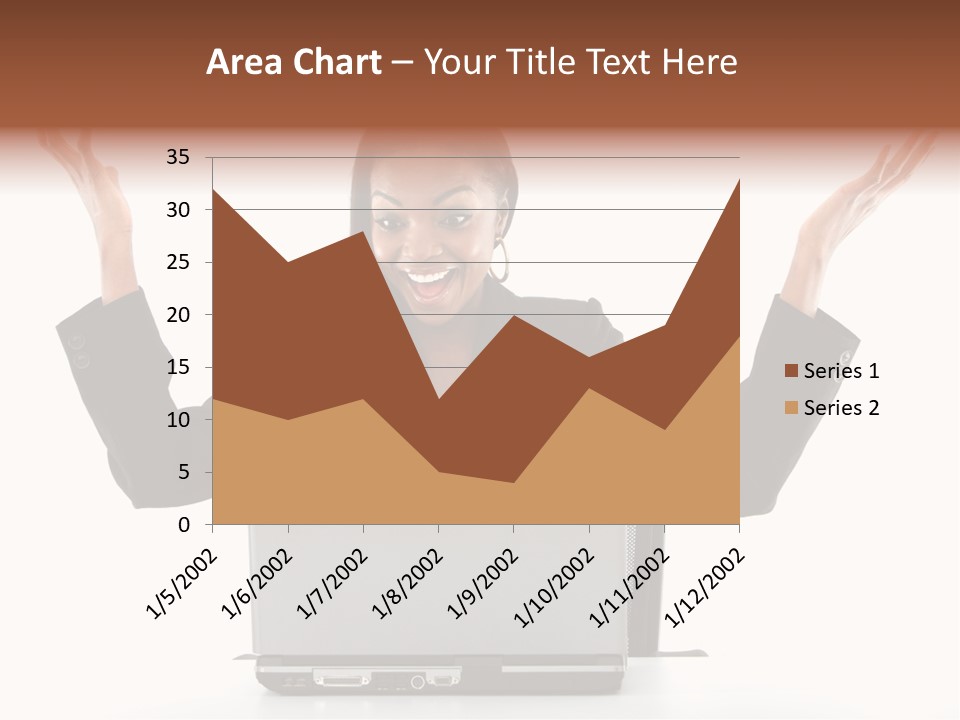 Business Woman Having Success Online On Her Laptop - Isolated Over A White Background PowerPoint Template