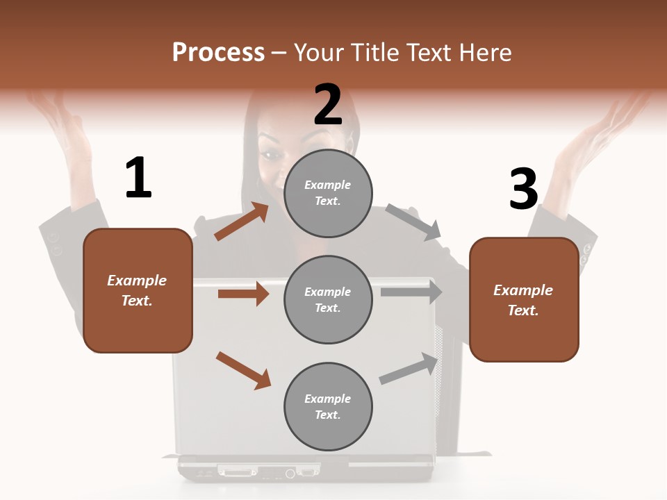 Business Woman Having Success Online On Her Laptop - Isolated Over A White Background PowerPoint Template