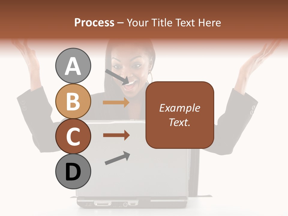 Business Woman Having Success Online On Her Laptop - Isolated Over A White Background PowerPoint Template