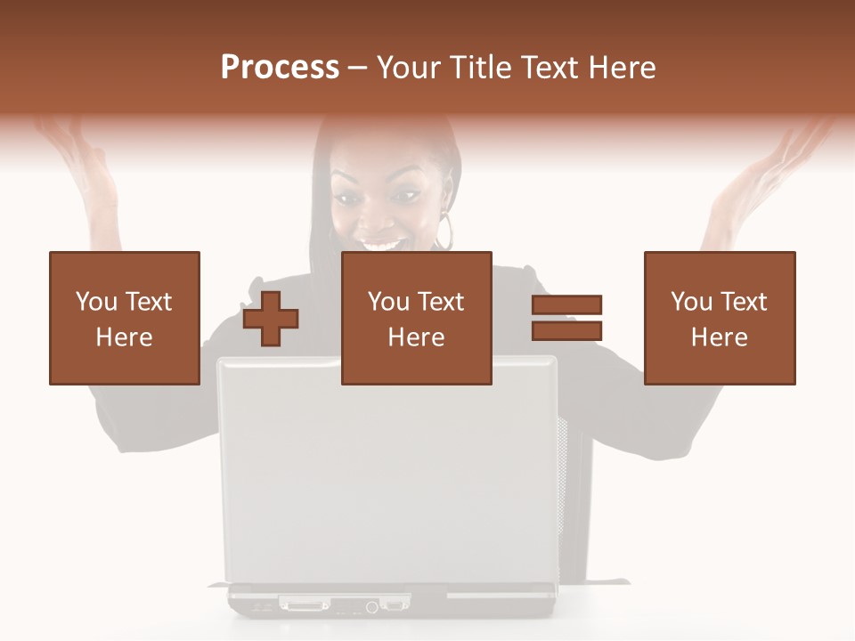 Business Woman Having Success Online On Her Laptop - Isolated Over A White Background PowerPoint Template