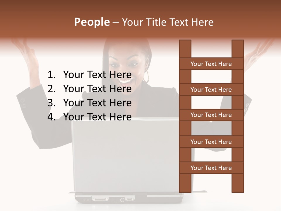 Business Woman Having Success Online On Her Laptop - Isolated Over A White Background PowerPoint Template