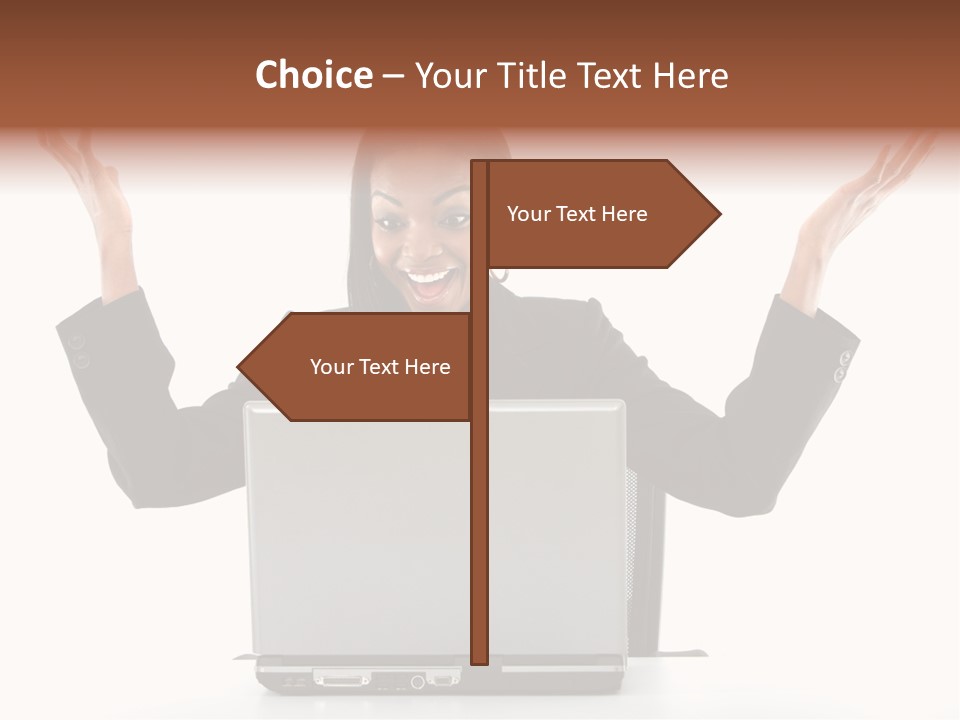 Business Woman Having Success Online On Her Laptop - Isolated Over A White Background PowerPoint Template