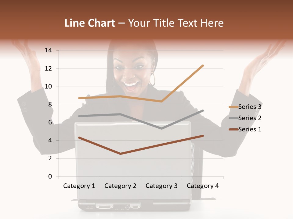 Business Woman Having Success Online On Her Laptop - Isolated Over A White Background PowerPoint Template