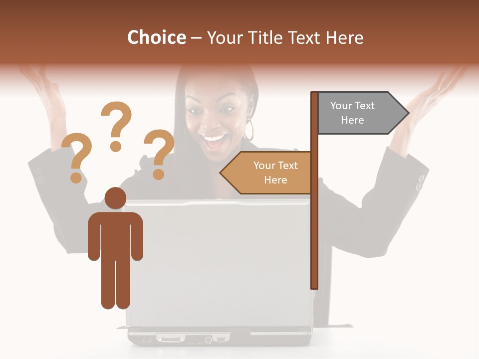 Business Woman Having Success Online On Her Laptop - Isolated Over A White Background PowerPoint Template