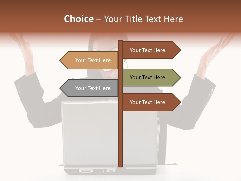 Business Woman Having Success Online On Her Laptop - Isolated Over A White Background PowerPoint Template