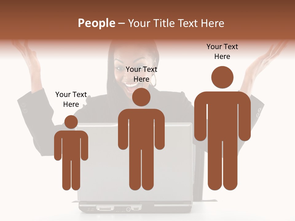 Business Woman Having Success Online On Her Laptop - Isolated Over A White Background PowerPoint Template