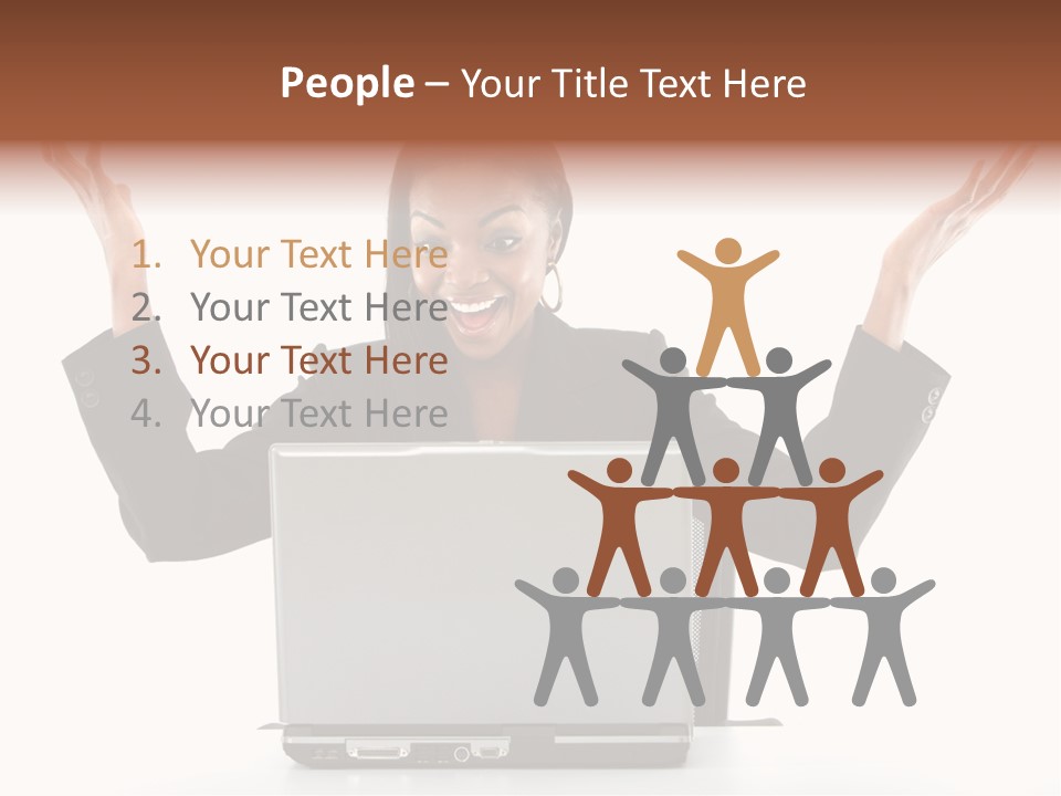 Business Woman Having Success Online On Her Laptop - Isolated Over A White Background PowerPoint Template