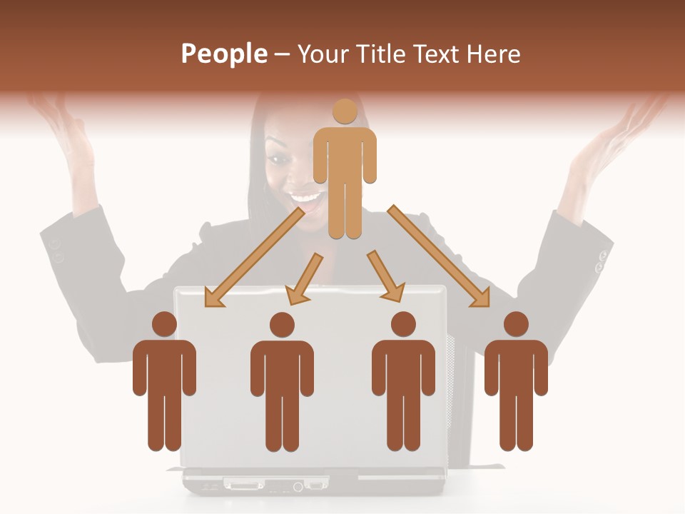 Business Woman Having Success Online On Her Laptop - Isolated Over A White Background PowerPoint Template