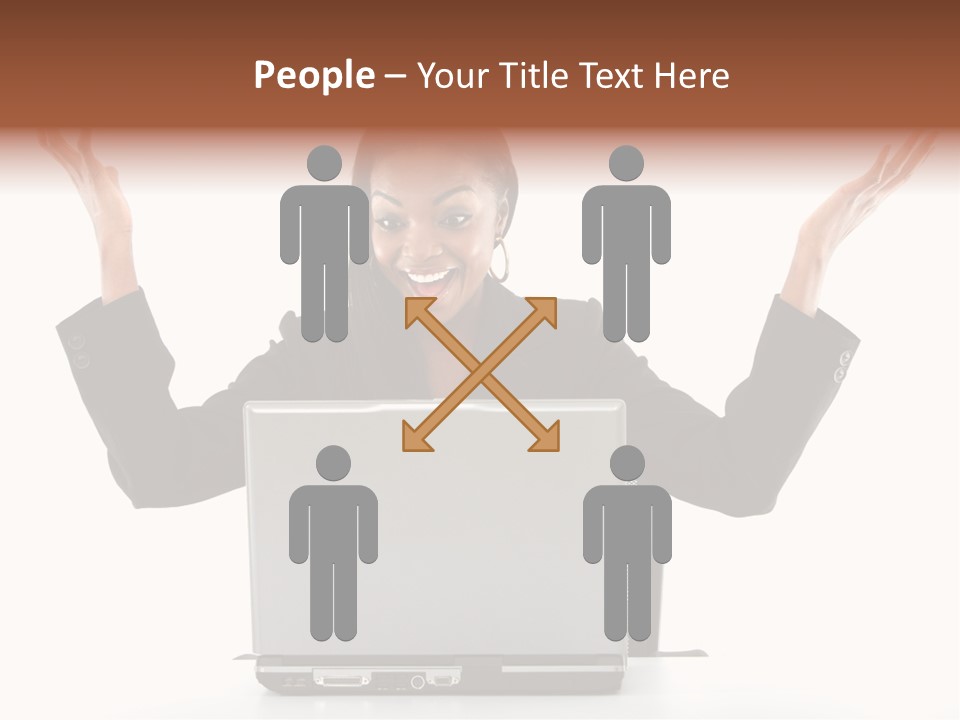 Business Woman Having Success Online On Her Laptop - Isolated Over A White Background PowerPoint Template