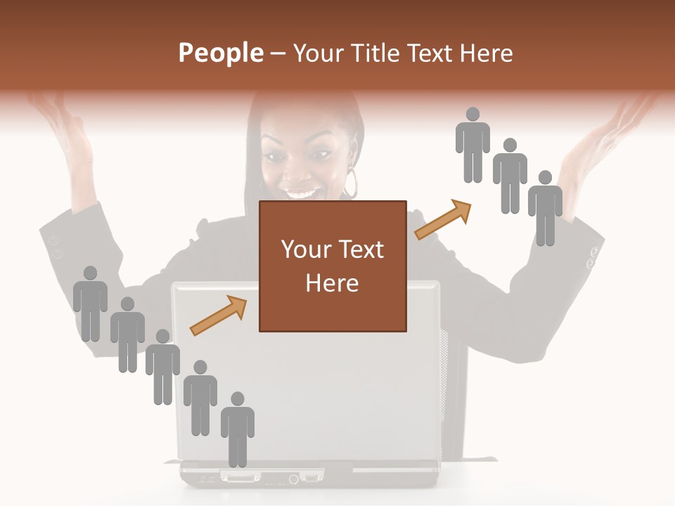 Business Woman Having Success Online On Her Laptop - Isolated Over A White Background PowerPoint Template