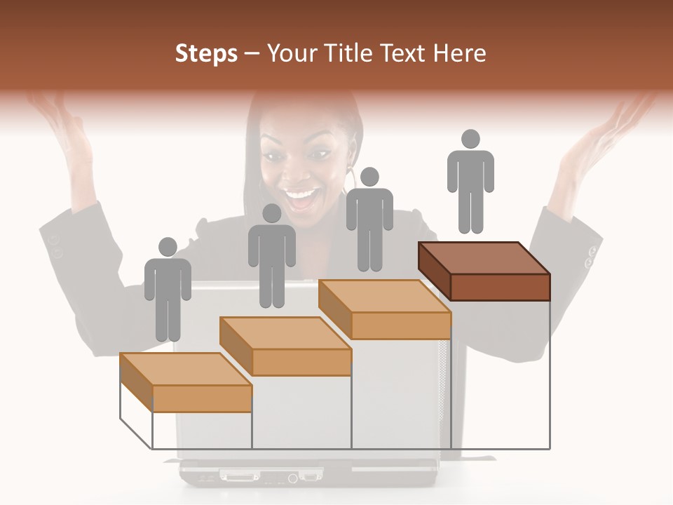 Business Woman Having Success Online On Her Laptop - Isolated Over A White Background PowerPoint Template