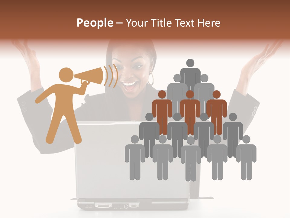 Business Woman Having Success Online On Her Laptop - Isolated Over A White Background PowerPoint Template